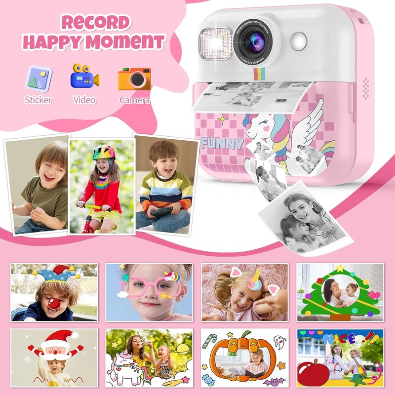 BOFIDAR Instant Print Camera for Kids, 1080P Children Printable Cameras Christmas Birthday Gifts for Girls Age 3-10, Toddler Toy for 3 4 5 6 7 8 9 10 Year Old with 3 Roller Photo Paper (Pink) - Image 5